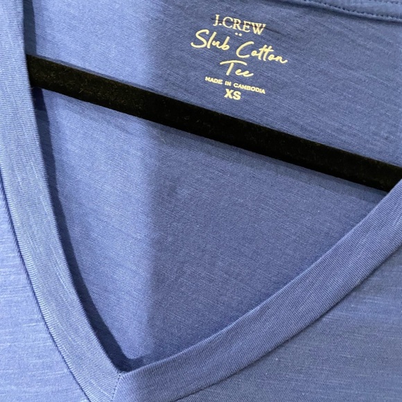 NWOT J. Crew Size XS Blue Slub Tee Shirt V Neck Short Sleeve Lightweight - Picture 11 of 12